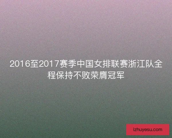2016至2017赛季中国女排联赛浙江队全程保持不败荣膺冠军